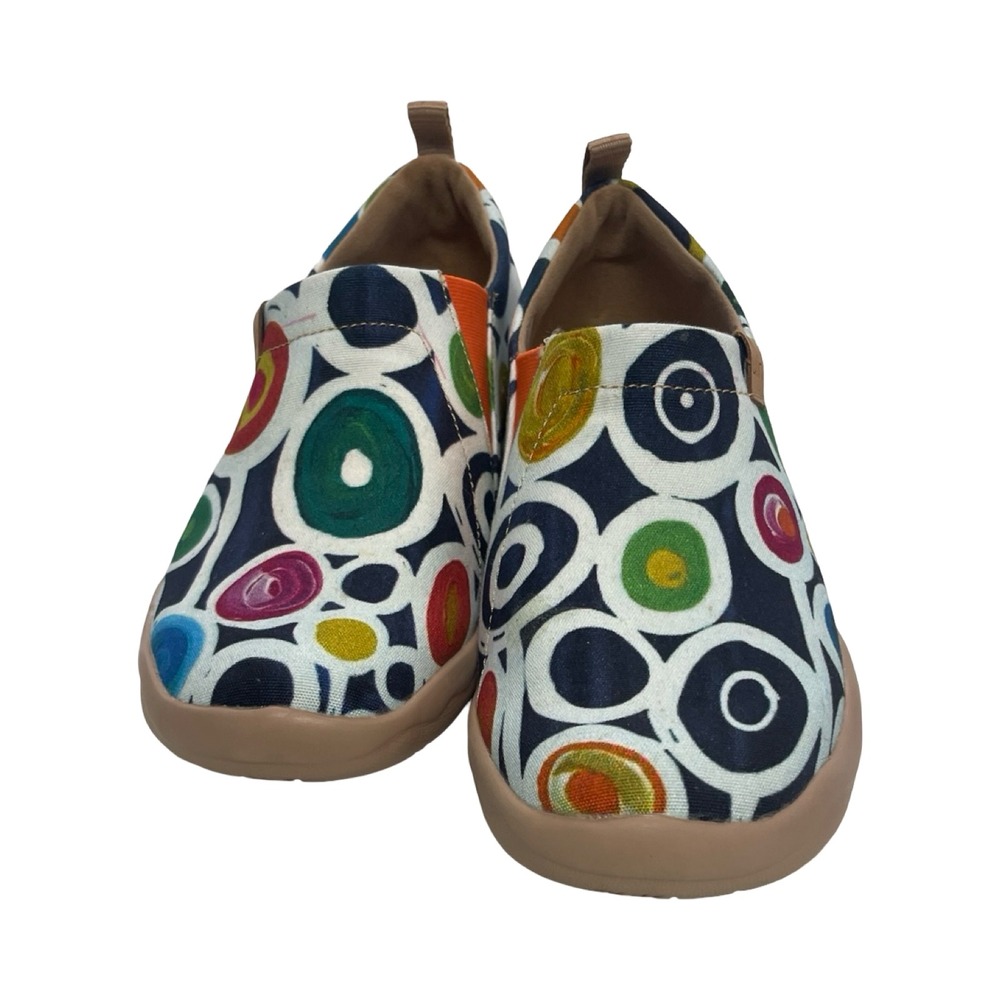 UIN Toledo Women 6 Colorful Canvas Slip On Travel Geometric Loafers casual comf - Picture 4 of 7